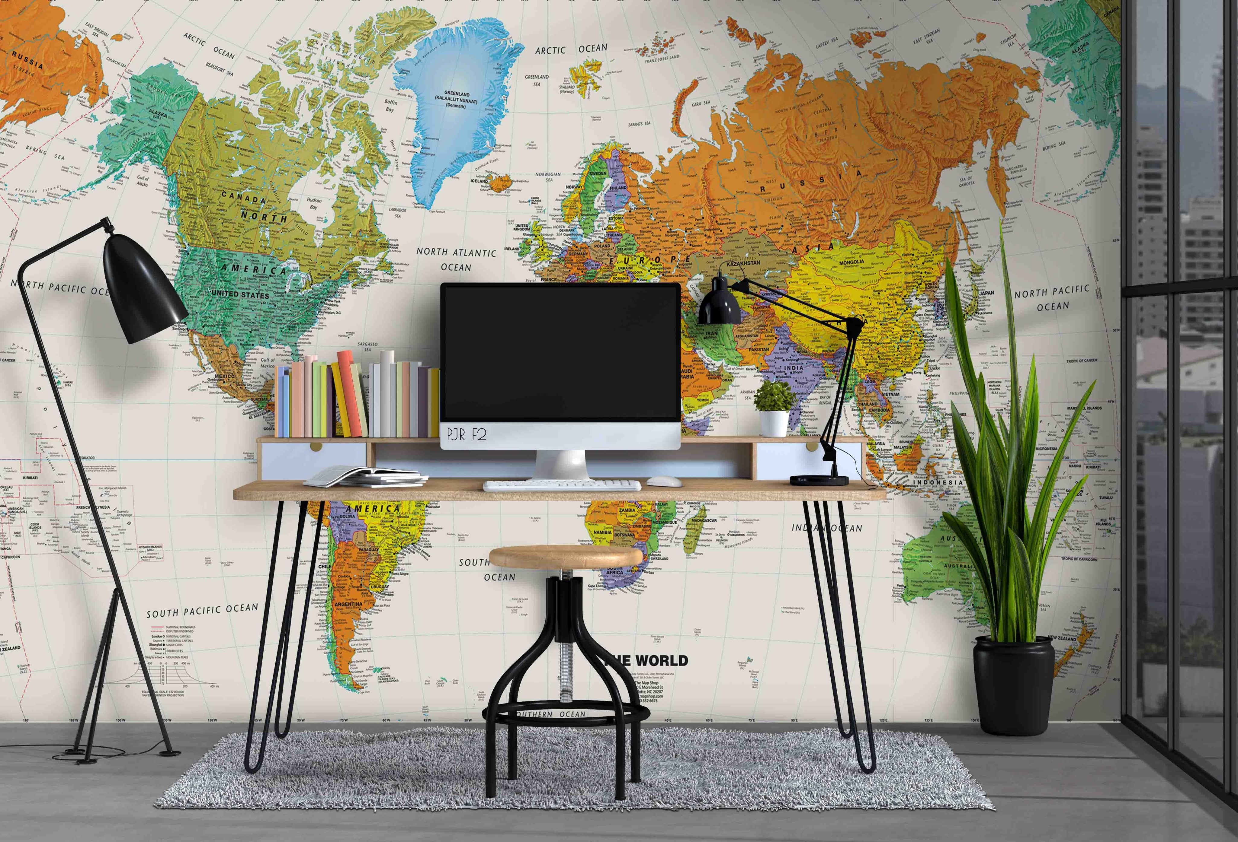 3D Colourful World Map Wall Mural Wallpaper WJ 2174- Jess Art Decoration