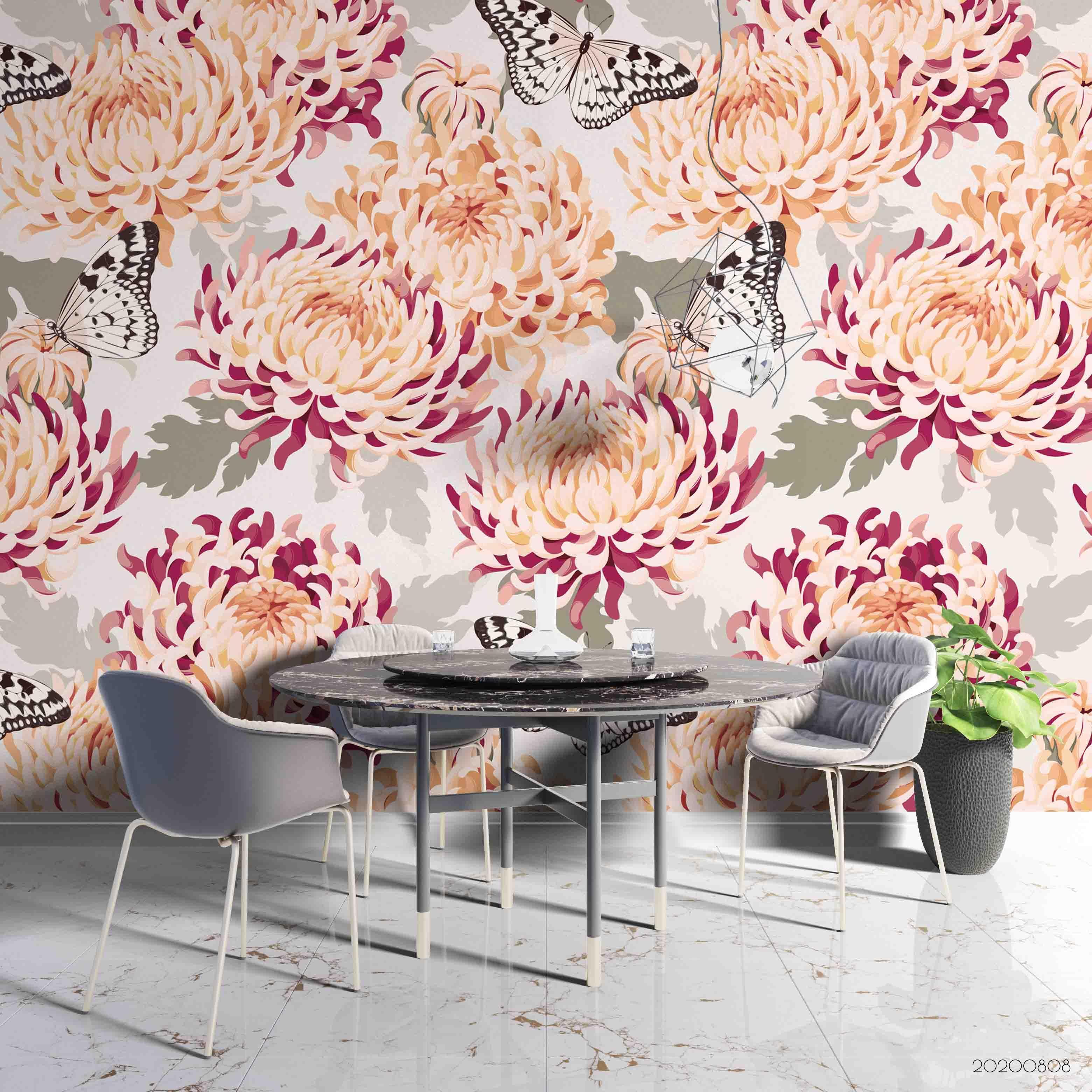 3D Floral Illustration Buttefly Wall Mural Wallpaper LXL 674- Jess Art Decoration