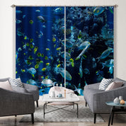 3D Blue Underwater World Fish Reef Curtains and Drapes GD 833- Jess Art Decoration