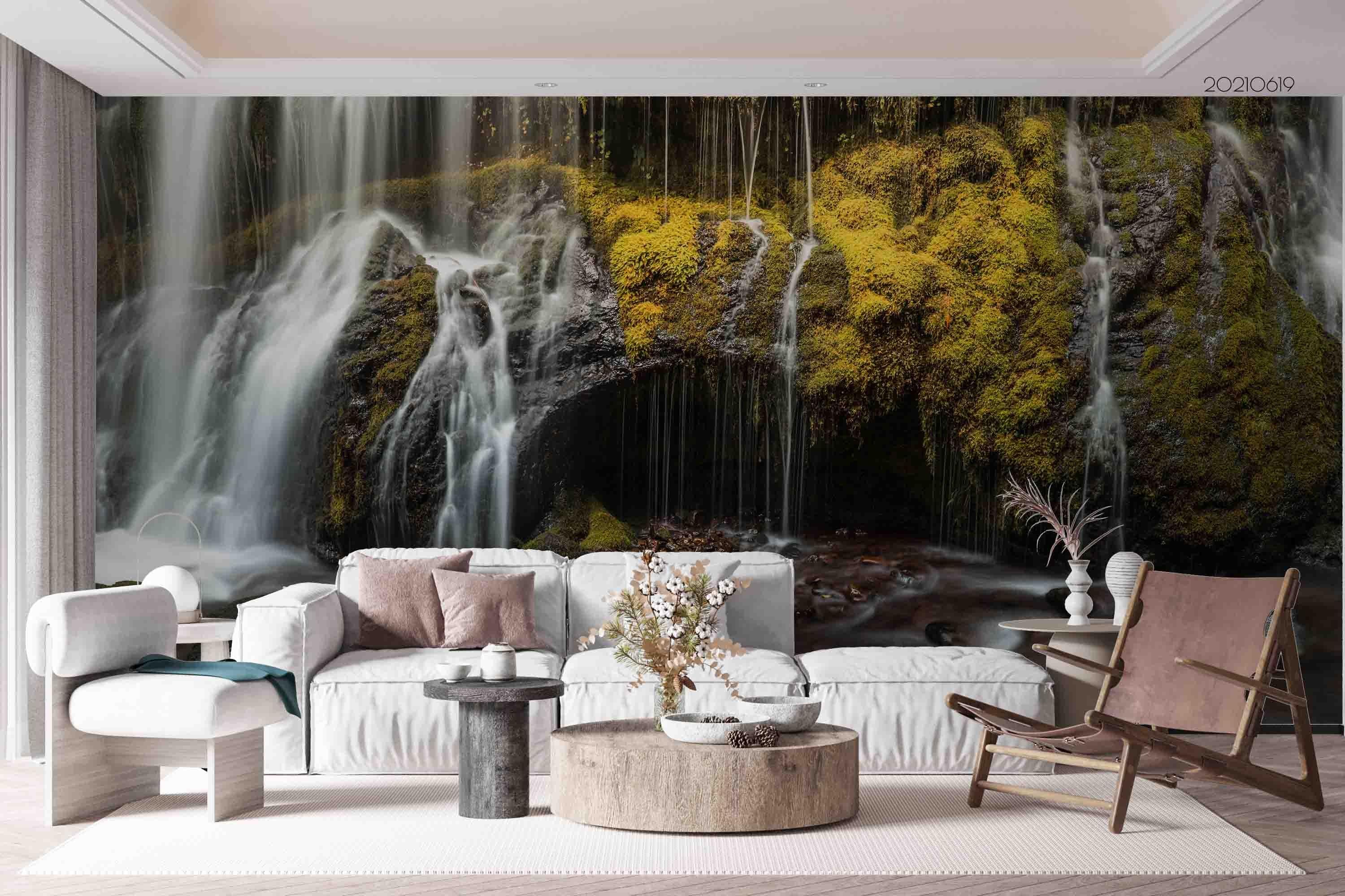 3D Green Forest Waterfall Landscape Wall Mural Wallpaper LQH 190- Jess Art Decoration