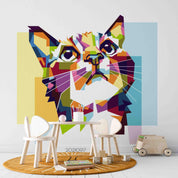 3D Hand Drawn Colored Cat Animal Wall Mural Wallpaper LQH 51- Jess Art Decoration