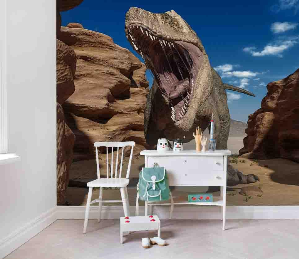 3D Grand Canyon Dinosaur Jurassic Wall Mural Wallpaper 101- Jess Art Decoration