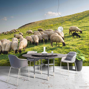 3D Blue Sky Green Grassland Sheep Animal Wall Mural Wallpaper LXL 876- Jess Art Decoration