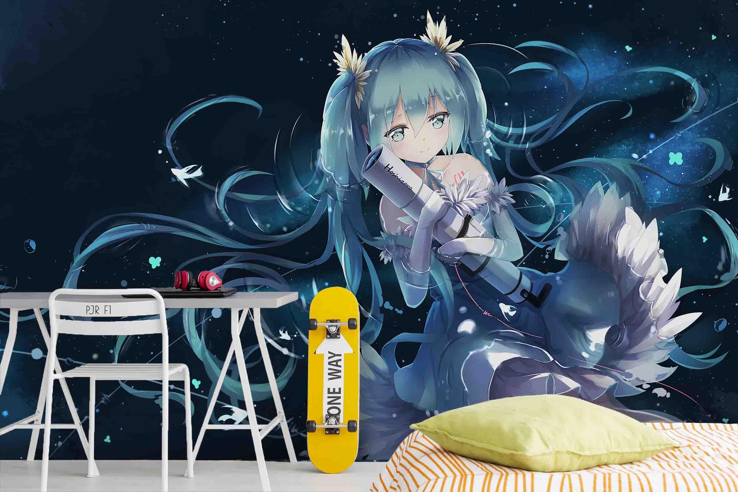 3D Telescope Anime Girl fantasy anime girl telescope mural wall mural wallpaper for teen room - view 4