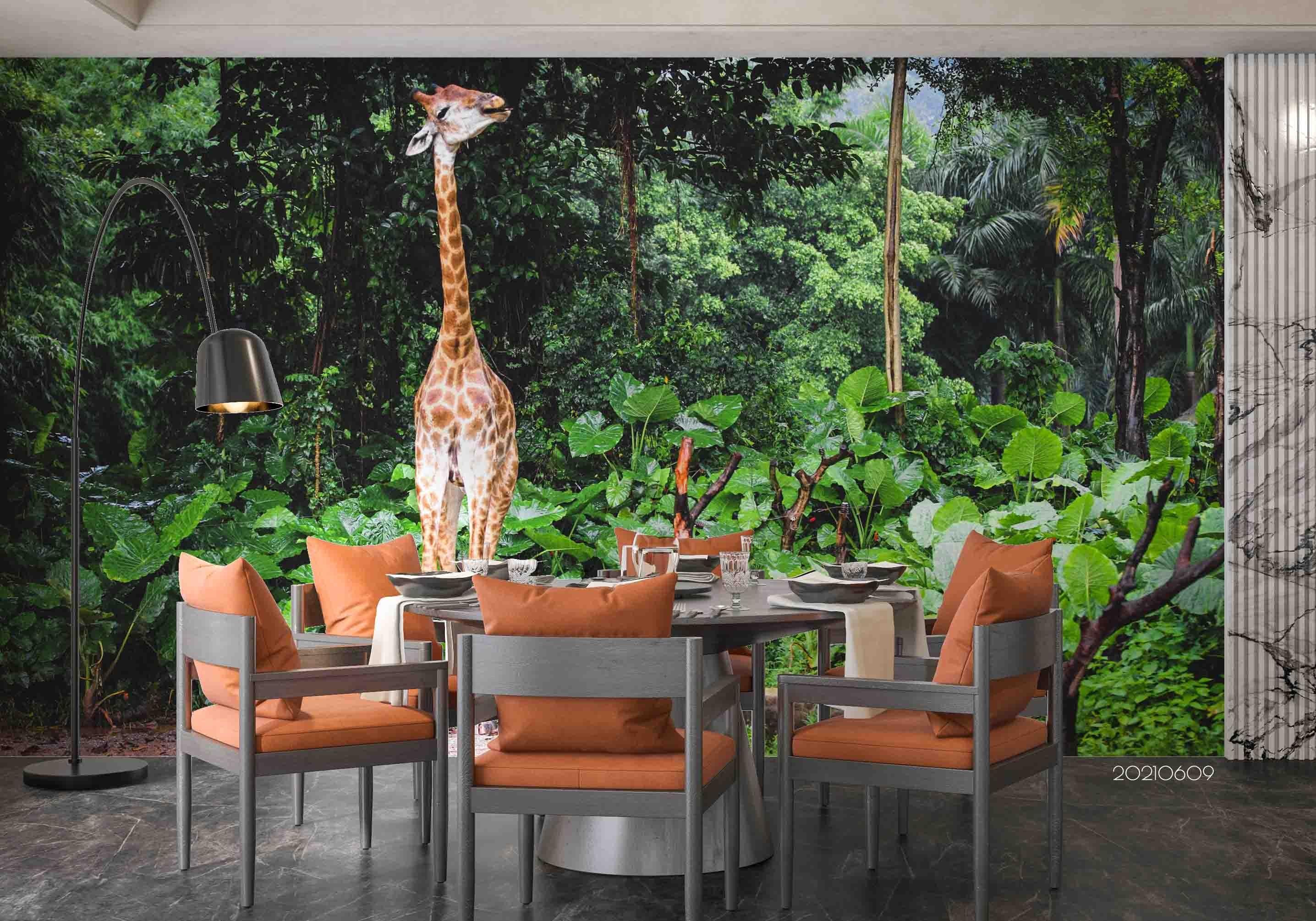 3D  Forest Giraffe Wall Mural Wallpaper SWW1696- Jess Art Decoration
