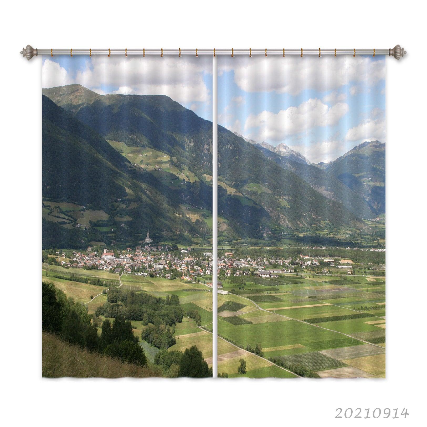 3D Mountain Forest Nature Landscape Curtains and Drapes LQH 247- Jess Art Decoration
