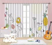 3D Cartoon Pineapple Animal Flamingo Curtains and Drapes LQH 176- Jess Art Decoration