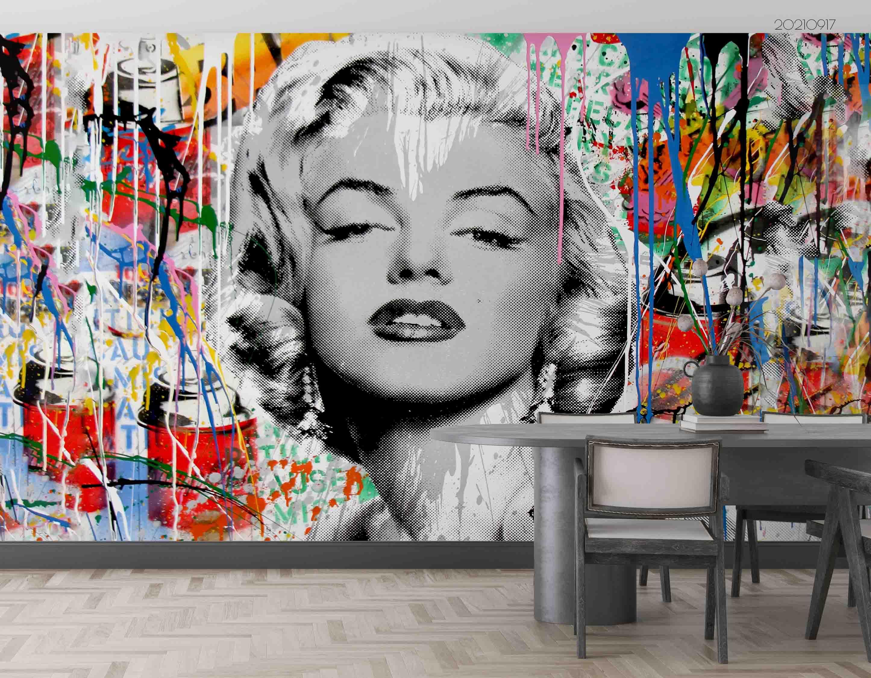 3D Graffiti Star Portrait colour graffiti celebrity portrait wall mural wallpaper for living room - view 3