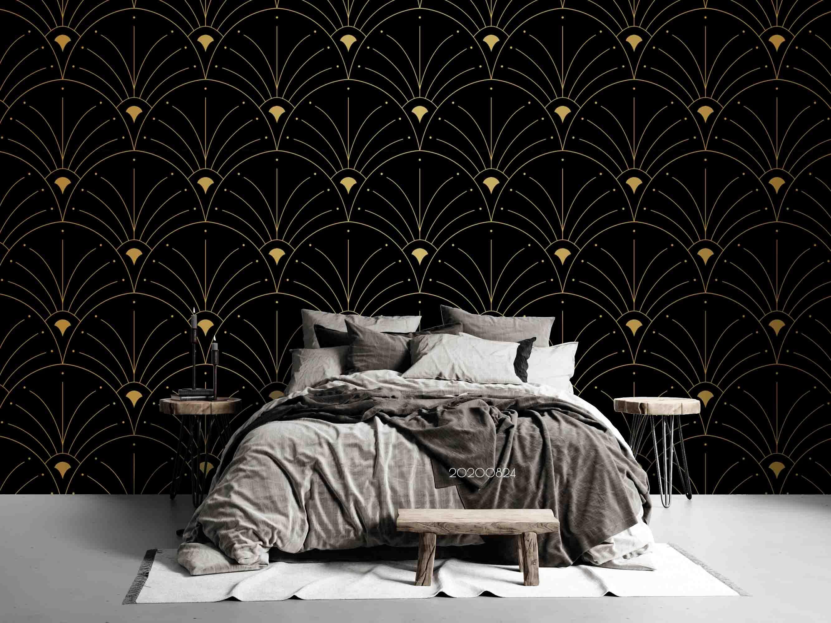 3D Abstract Gold Line Geometric Art Decoration Wall Mural Wallpaper 70 LQH- Jess Art Decoration