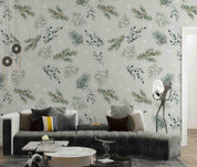 3D Watercolor Pine Branch Leaf Green Wall Mural Wallpaper GD 4737- Jess Art Decoration
