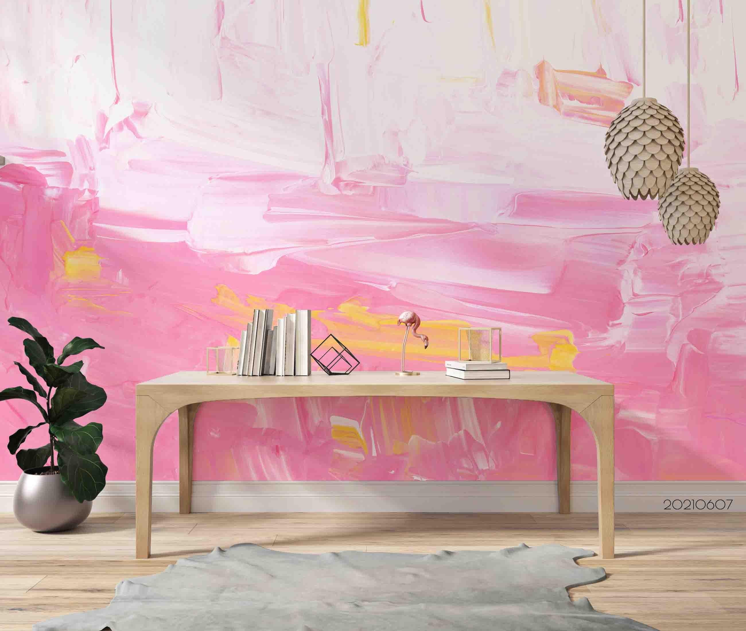 3D Abstract  Pastel Pink Yellow White Texture Wall Mural Wallpaper SWW620- Jess Art Decoration