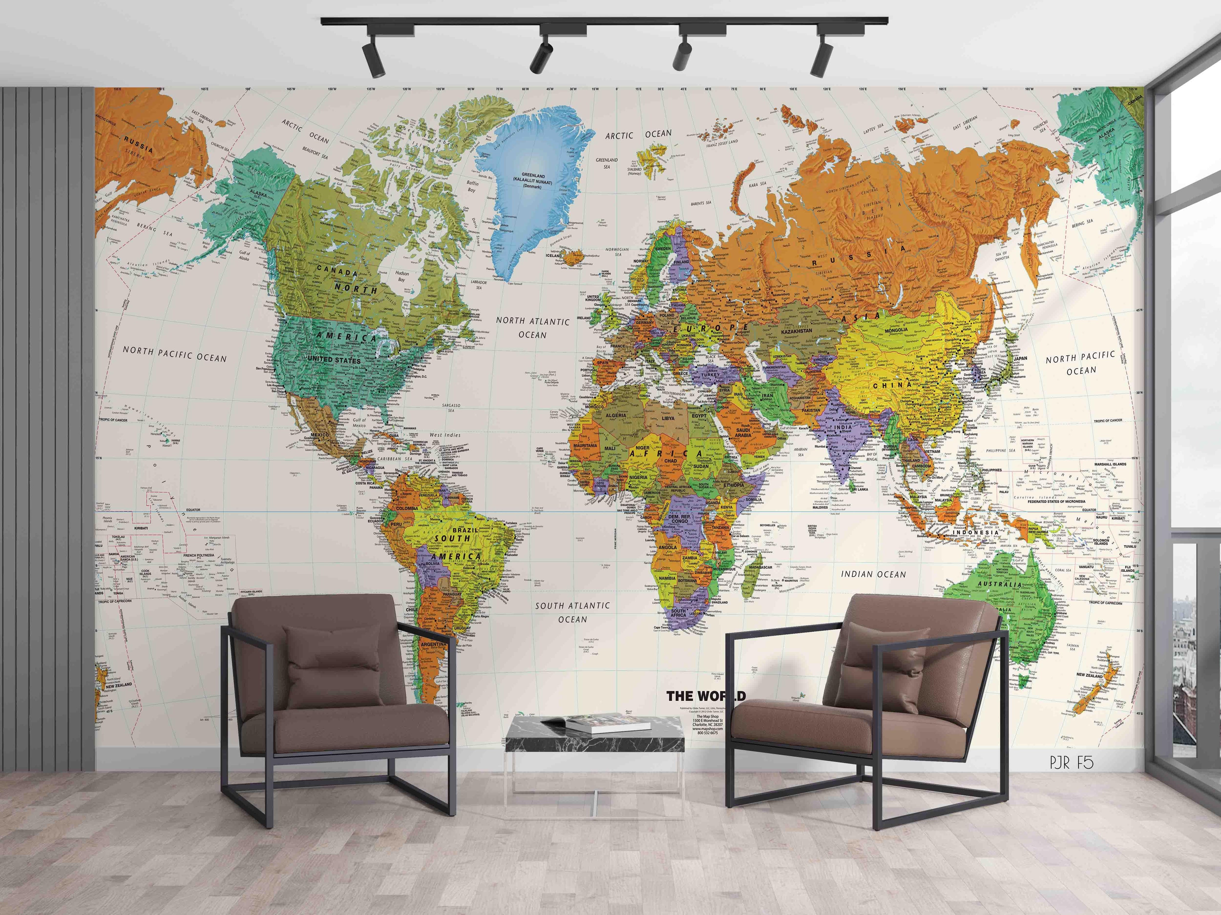 3D Colourful World Map Wall Mural Wallpaper WJ 6637- Jess Art Decoration