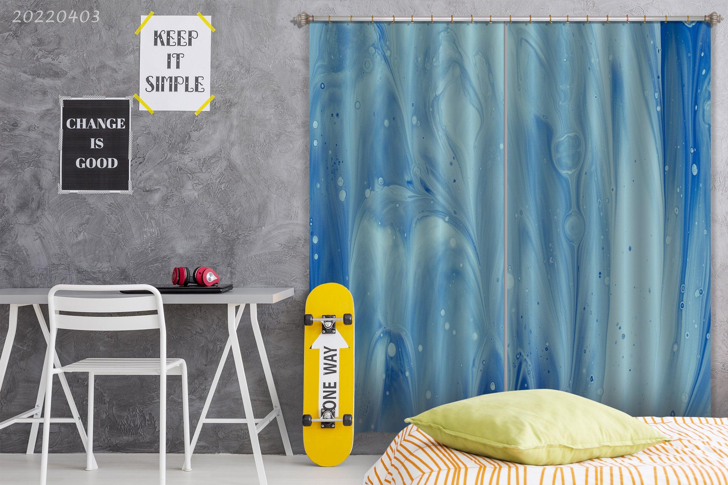 3D Abstract Blue Texture Pattern Curtains and Drapes GD 3239- Jess Art Decoration