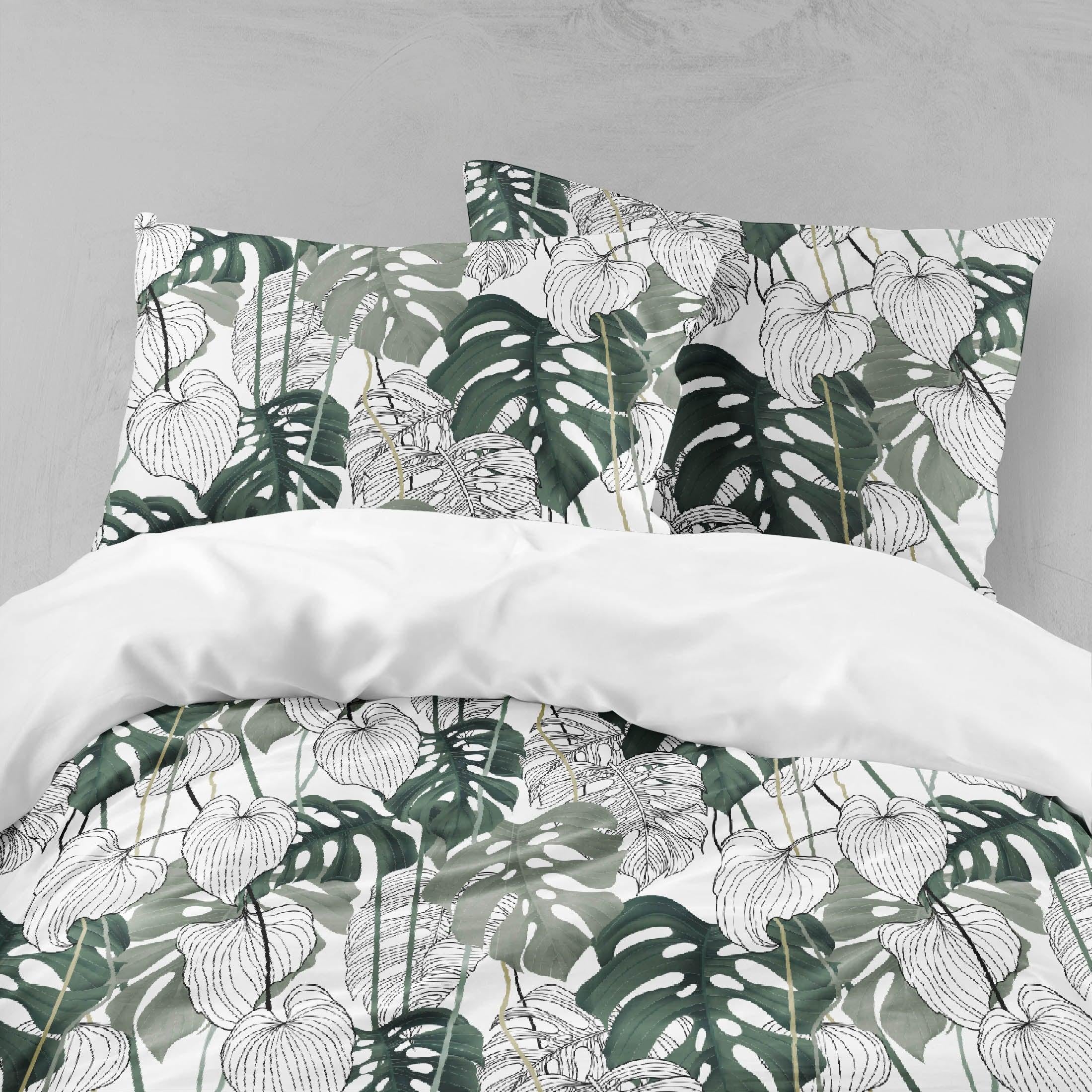 3D Green Plant Leaf Pattern Quilt Cover Set Bedding Set Pillowcases  5- Jess Art Decoration