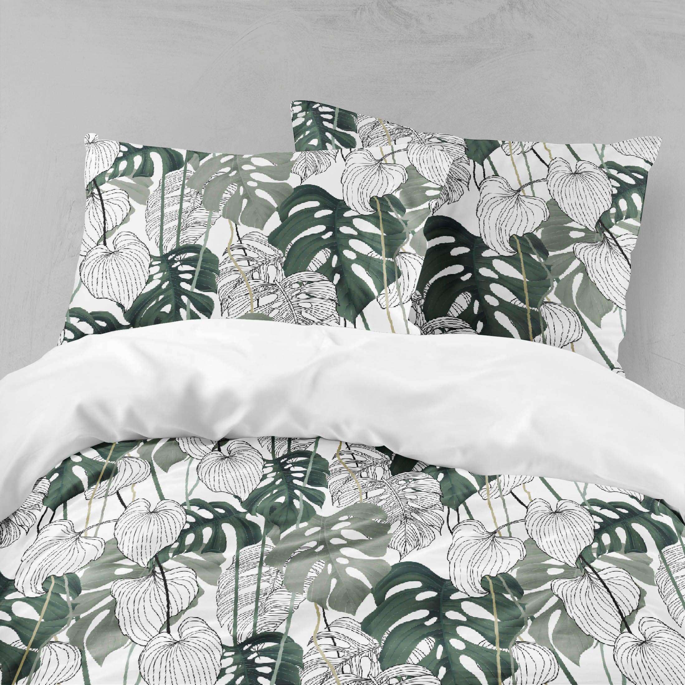 3D Green Plant Leaf Pattern Quilt Cover Set Bedding Set Pillowcases  5- Jess Art Decoration