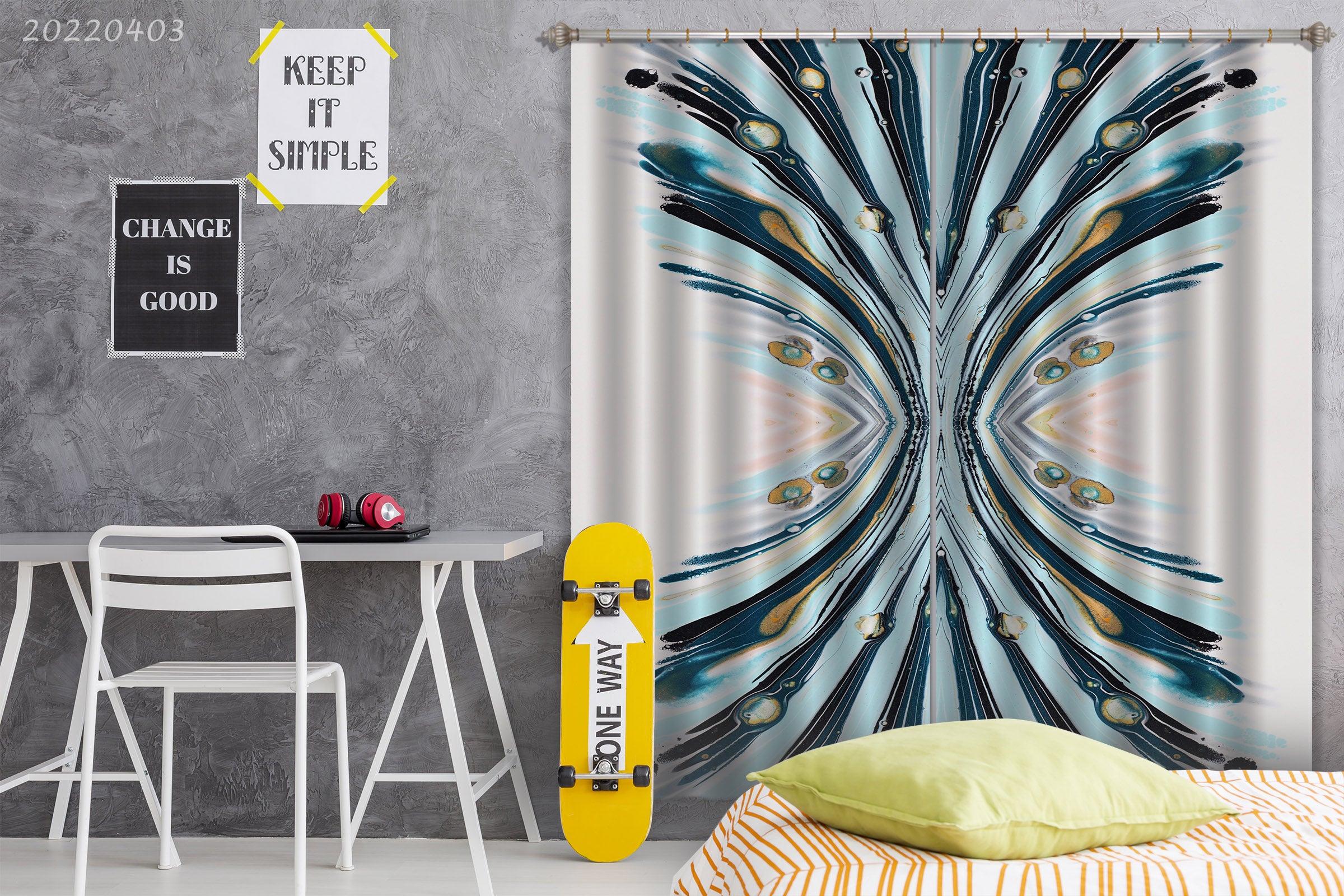 3D Abstract Blue Texture Pattern Curtains and Drapes GD 3201- Jess Art Decoration