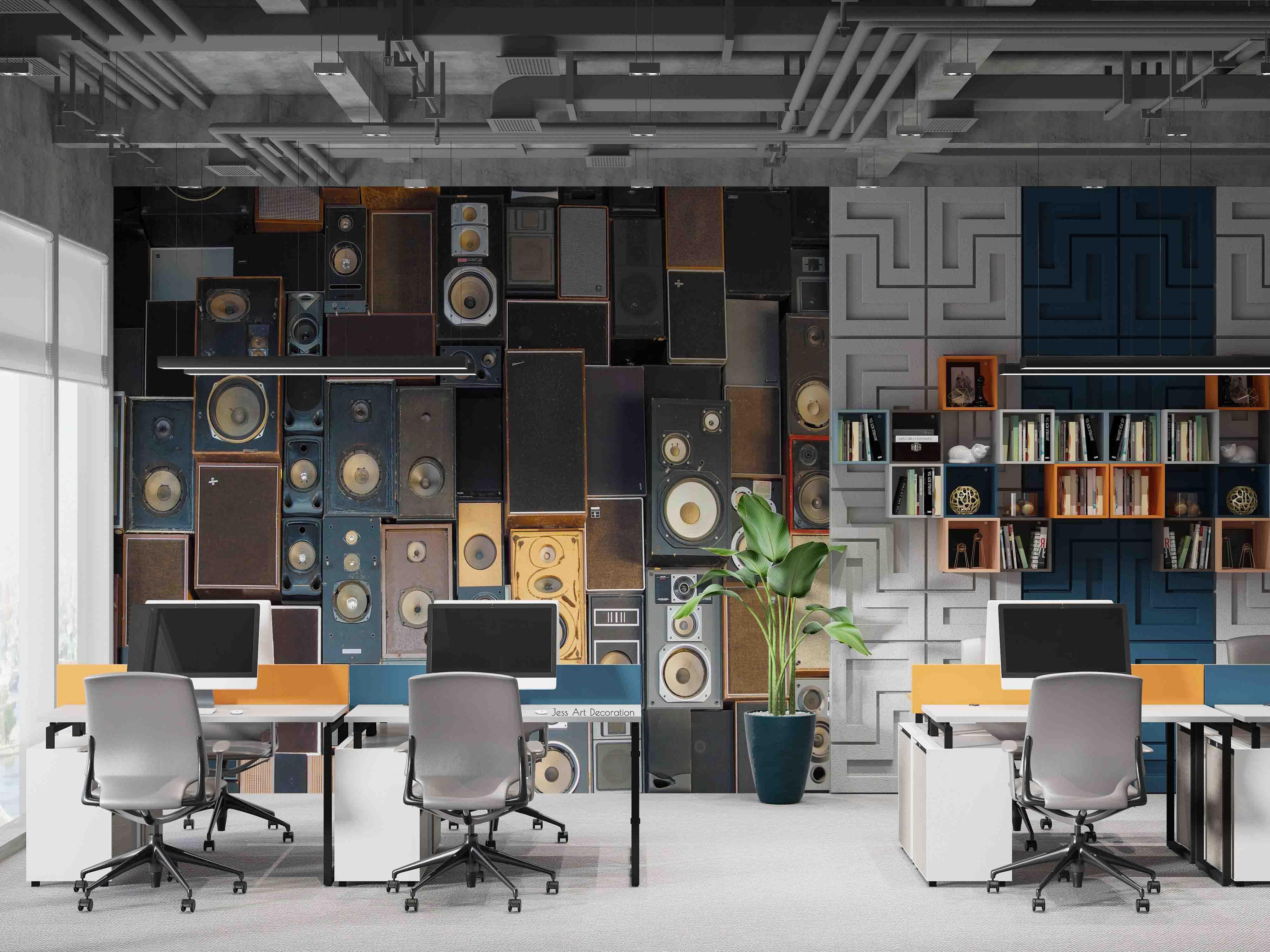 3D Retro Speaker Pattern Wall Mural Wallpaper GD 2865- Jess Art Decoration