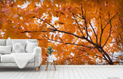 3D Autumn Maple Leaf Wall Mural Wallpaper LQH 305- Jess Art Decoration