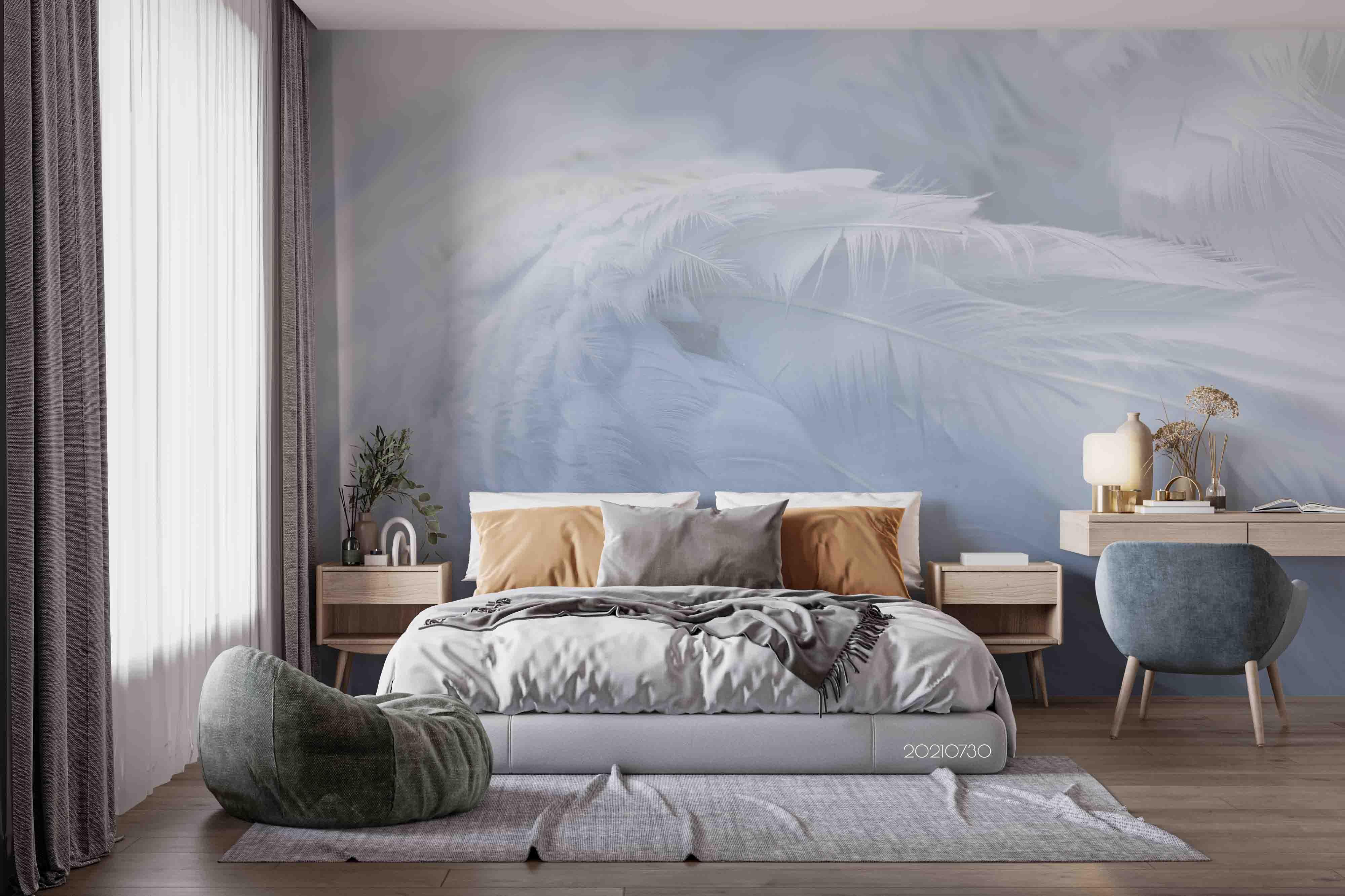 3D White Feather Wing Wall Mural Wallpaper SWW4457- Jess Art Decoration