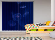 3D Blue Ocean Transparent Jellyfish Curtains and Drapes GD 1402- Jess Art Decoration