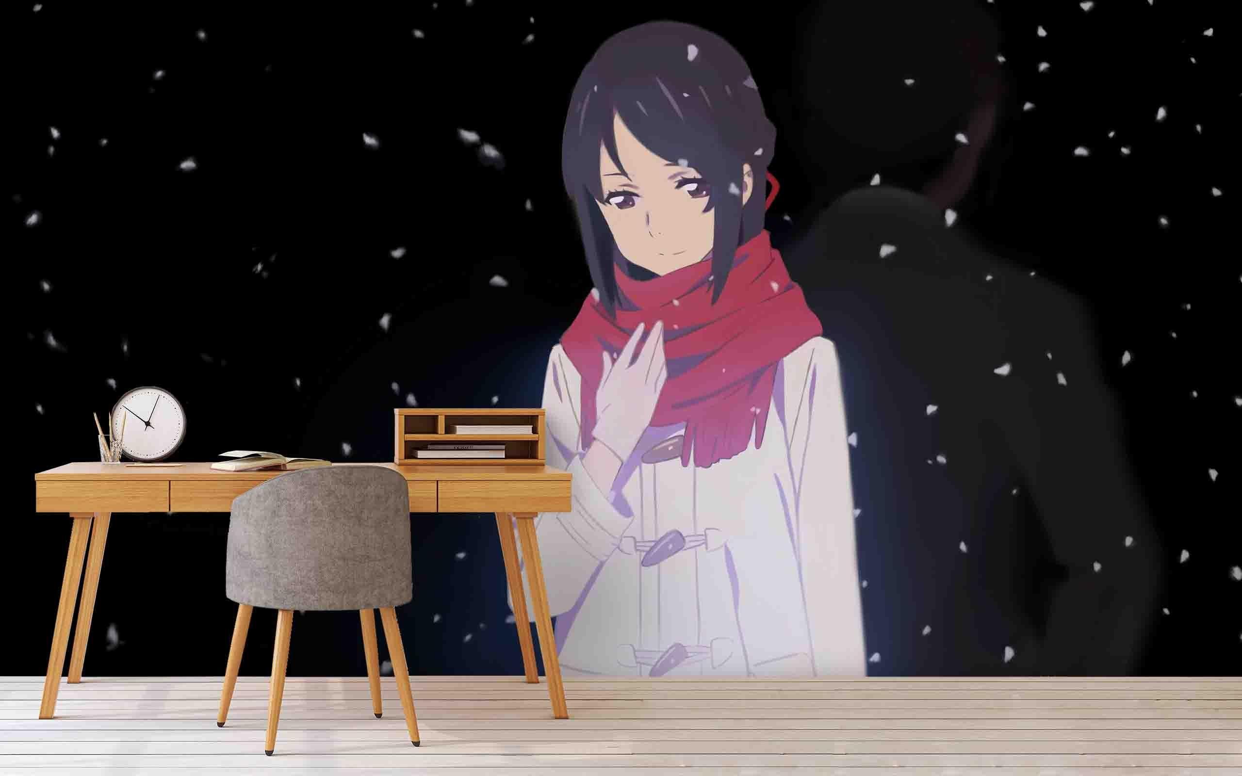 3D White Windbreaker Anime Girl dark anime girl silhouette mural wall mural wallpaper for bedroom - view 4