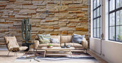 3D Warm Stacked Stone warm stacked stone wall wall mural wallpaper for dining room - view 4