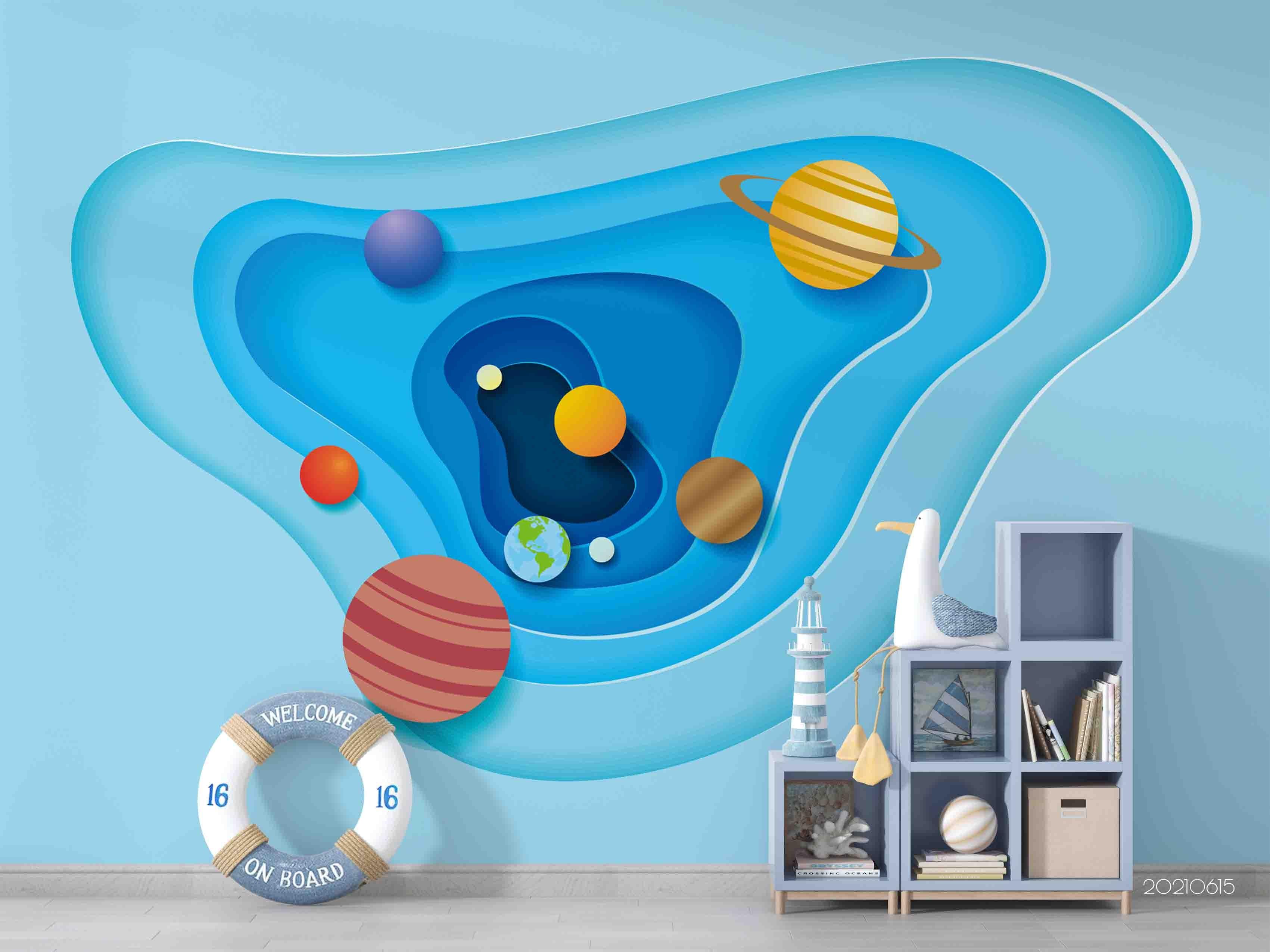 3D Paper Cut Space Planet Wall Mural Wallpaper SWW2505- Jess Art Decoration