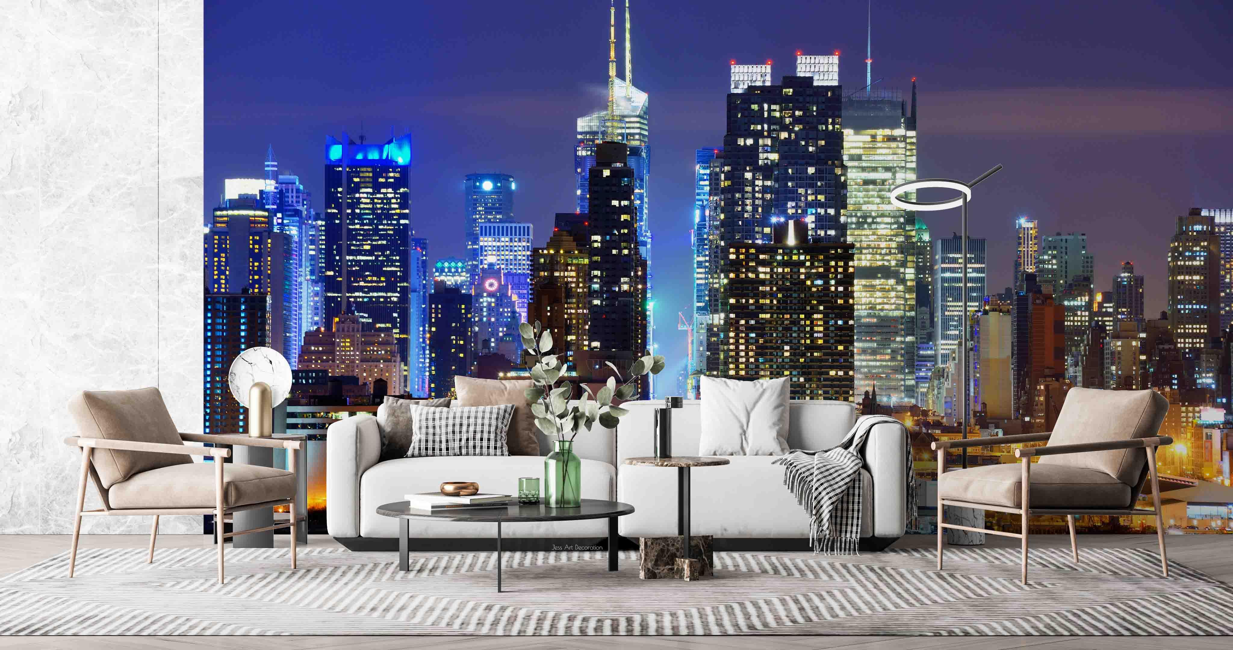 3D City Night View High Building Light Wall Mural Wallpaper GD 2323- Jess Art Decoration