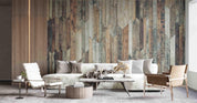 3D Rustic Wooden Planks rustic vertical wood plank texture wall mural wallpaper for dining room - view 4
