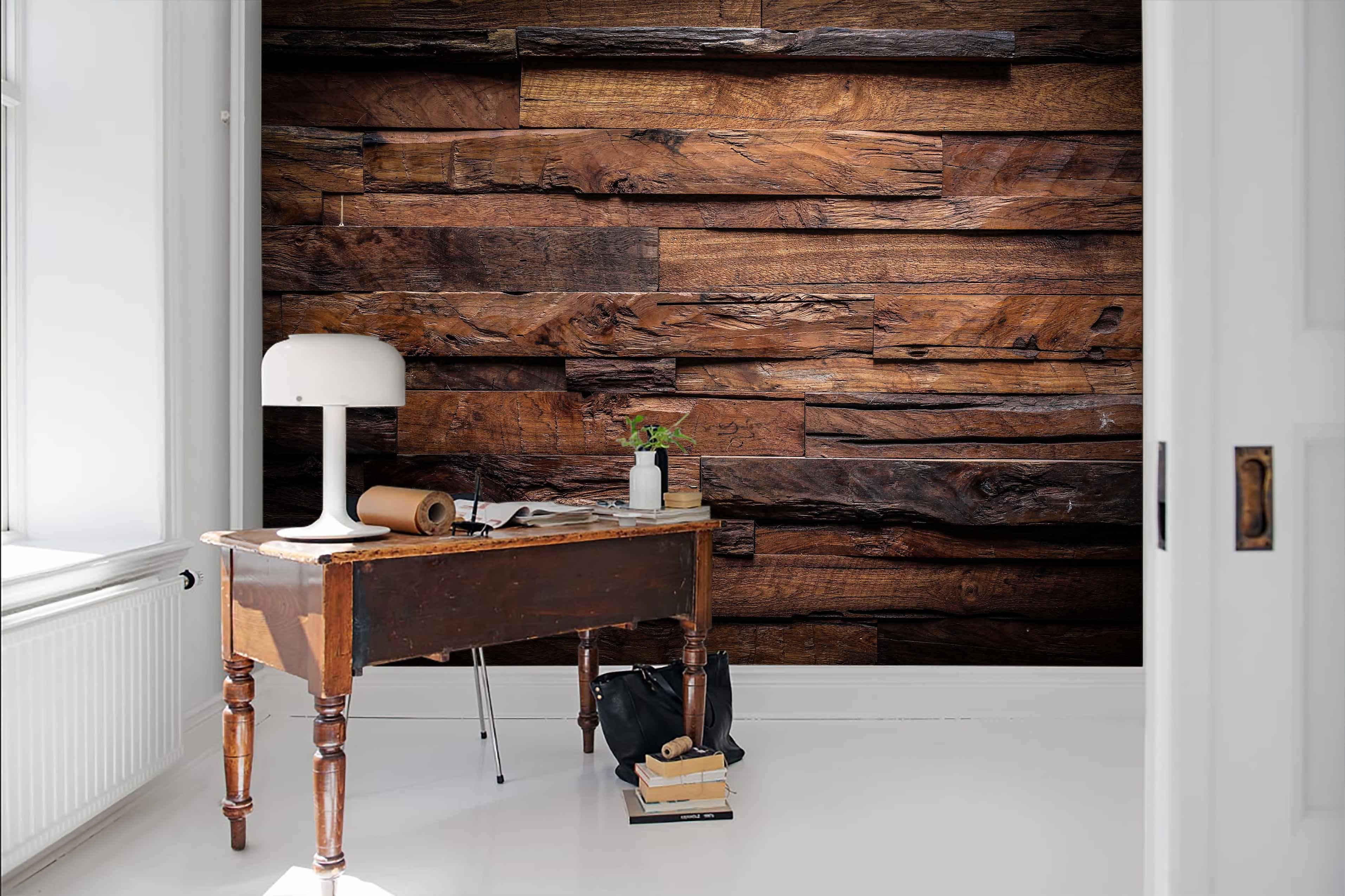 3D Brown Wood Board Texture Wall Mural Wallpaper LQH 36- Jess Art Decoration