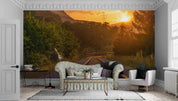 3D Sunset Forest Track Wall Mural Wallpaper A133 LQH- Jess Art Decoration