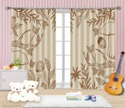 3D Retro Branch Leaf Nut Curtains and Drapes LQH 154- Jess Art Decoration