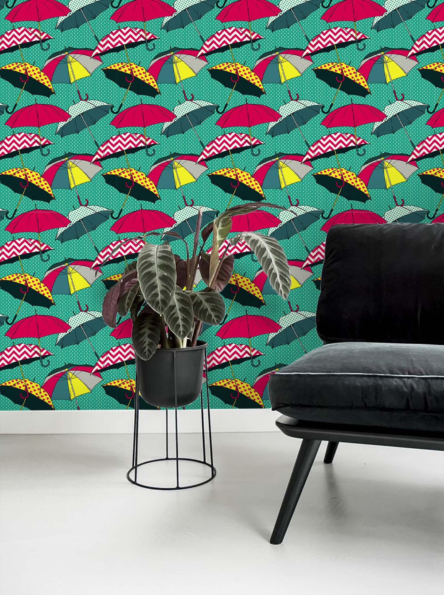 3D Umbrella Green Wall Mural Wallpaper 76- Jess Art Decoration