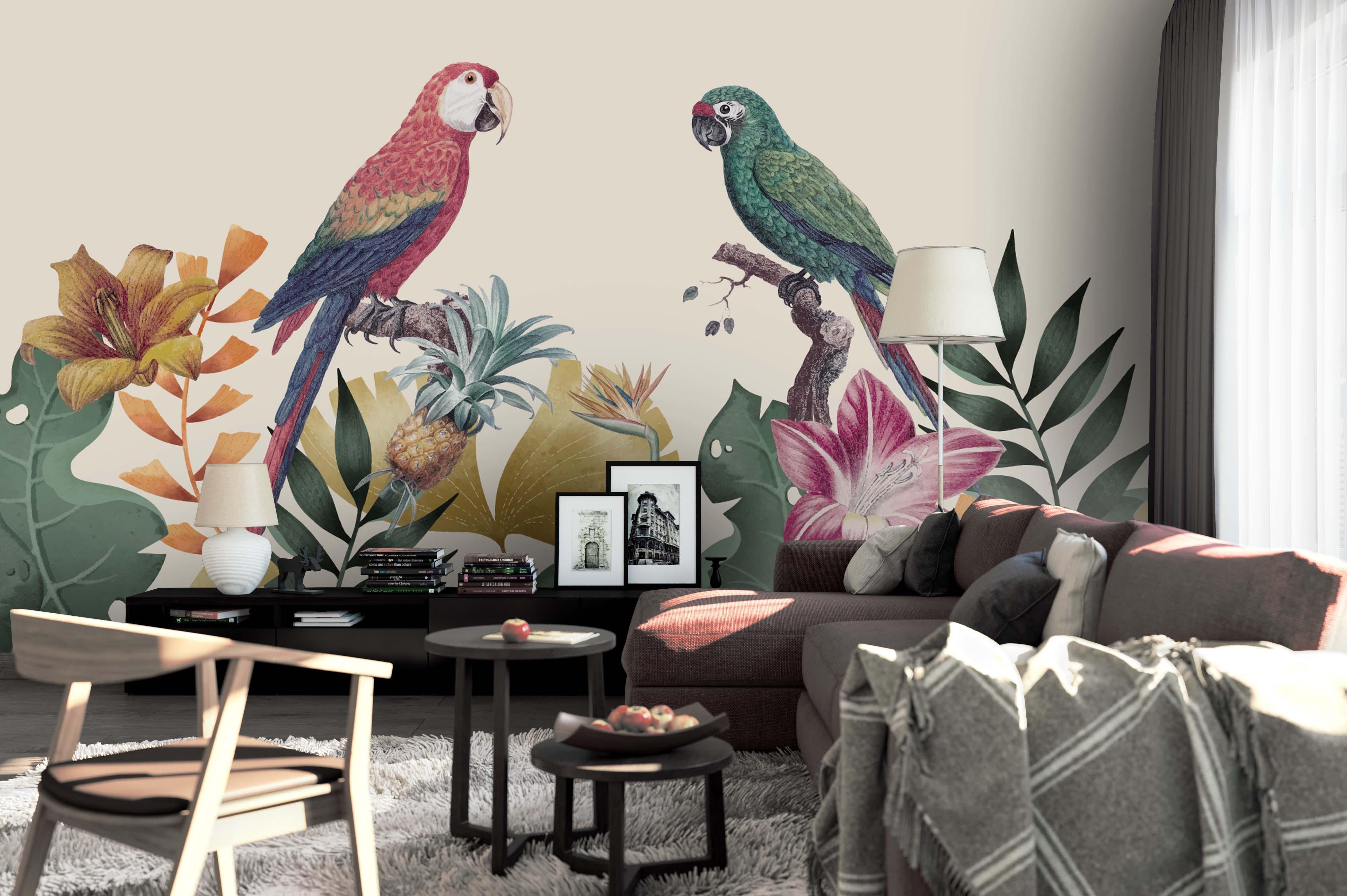 3D Parrot Leaves Wall Mural Wallpaper 41- Jess Art Decoration