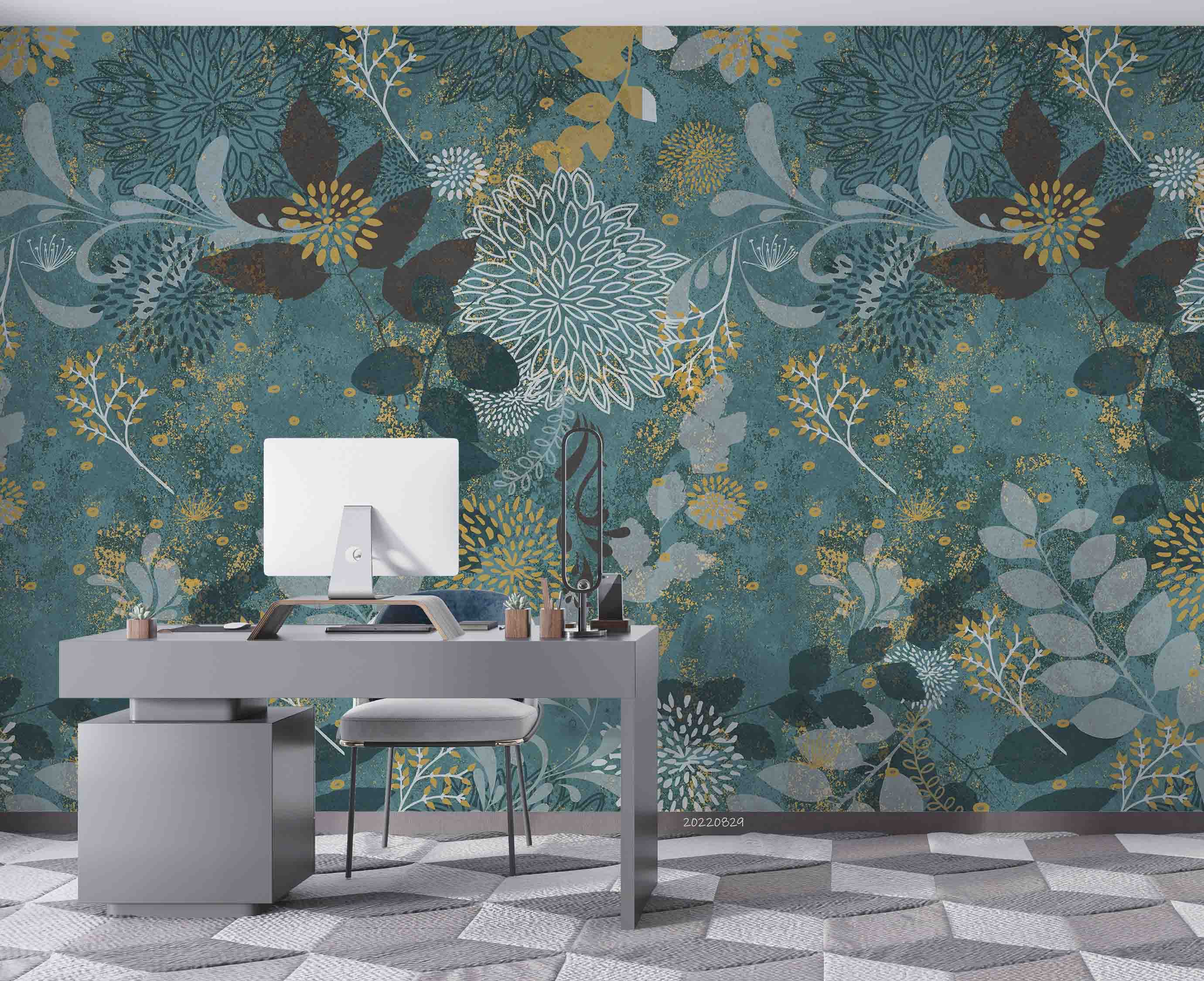 3D Rustic Country Style Plant Floral Leaf Wall Mural Wallpaper GD 2660- Jess Art Decoration