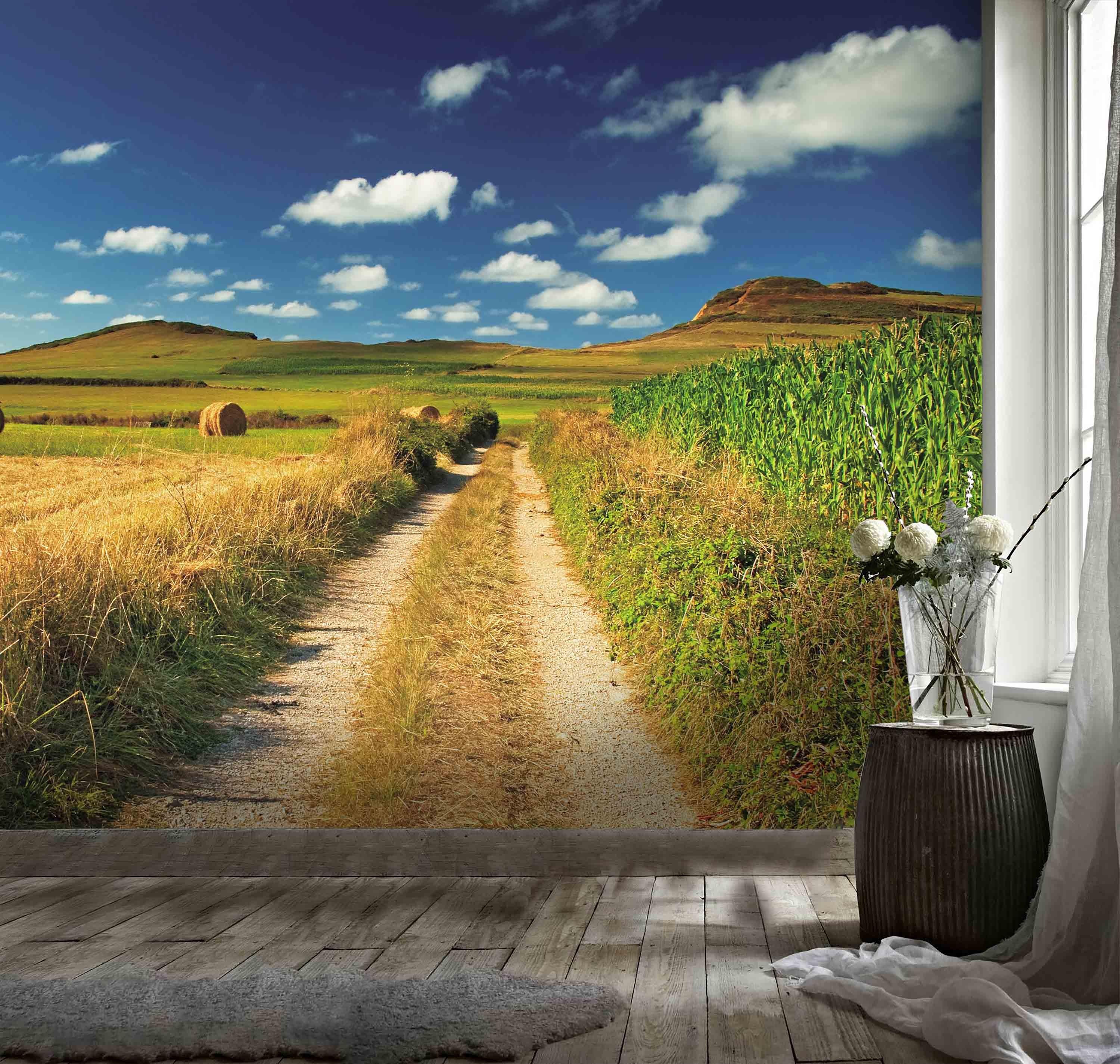 3D Sky Grassland Haystack Field Hill Wall Mural Wallpaper 122- Jess Art Decoration