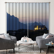 3D Sky Mountain House Nature Landscape Curtains and Drapes LQH 176- Jess Art Decoration
