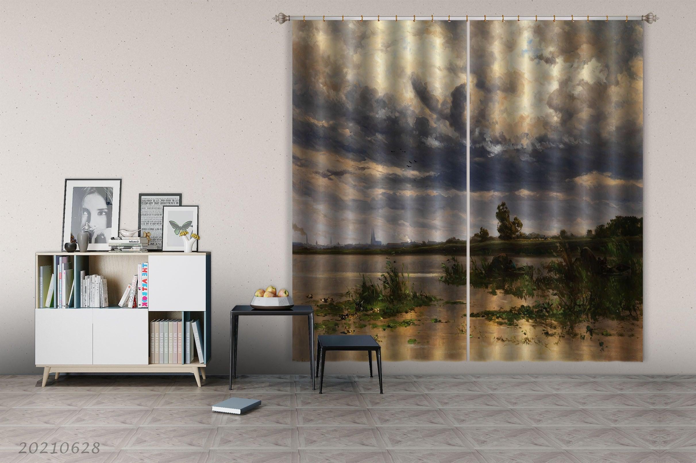 3D Sky Coast Nature Landscape Curtains and Drapes LQH 145- Jess Art Decoration