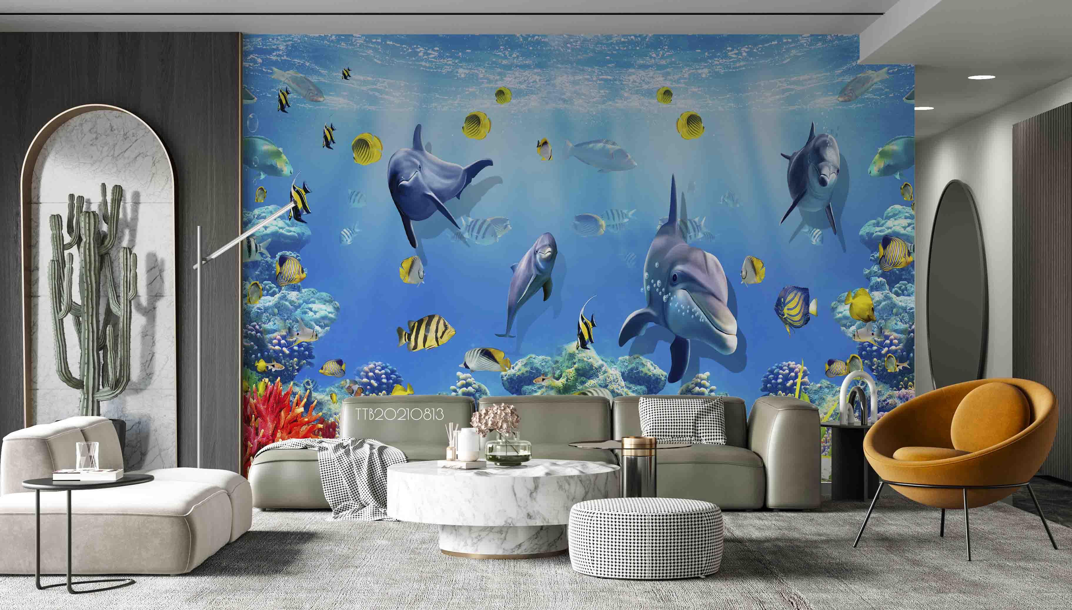 3D Underwater World Fish Coral Shark Wall Mural Wallpaper SWW5082- Jess Art Decoration