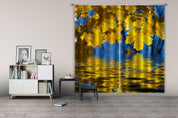 3D Yellow Leaf Water Surface Reflection Curtains and Drapes GD 4952- Jess Art Decoration