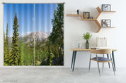 3D Sky Mountain Green Forest Landscape Curtains and Drapes LQH 377- Jess Art Decoration