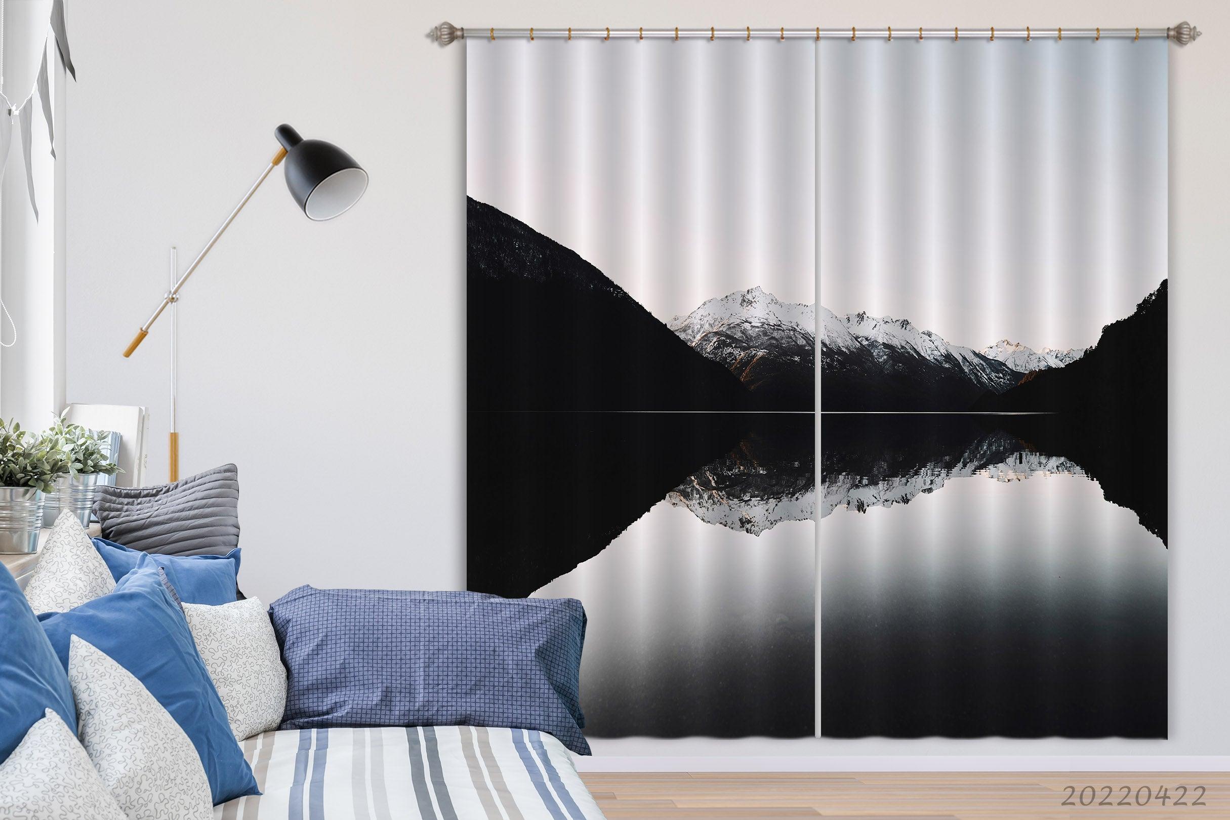 3D Landscape Mountain Snow River Curtains and Drapes GD 4207- Jess Art Decoration