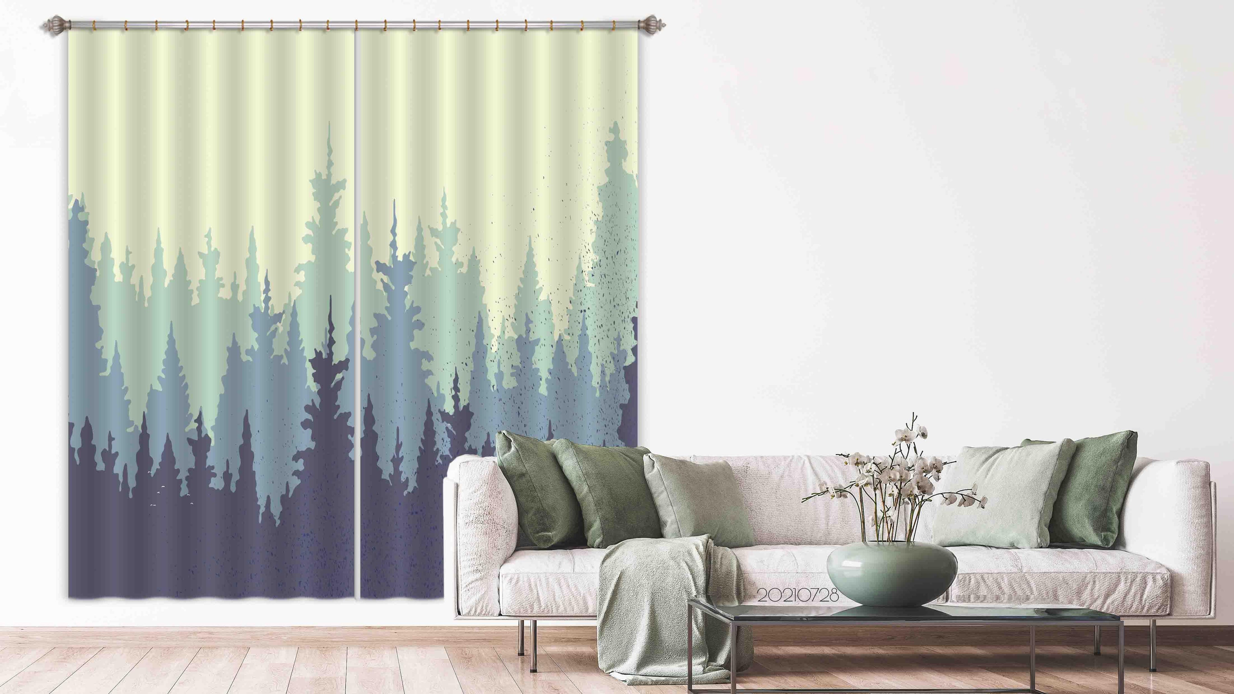 3D Forest Nature Landscape Curtains and Drapes LQH 48- Jess Art Decoration