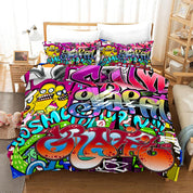 3D Street Graffiti Quilt Cover Set Bedding Set Pillowcases 203- Jess Art Decoration