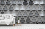 3D Grey Geometric Triangle Wall Mural Wallpaper LQH 318- Jess Art Decoration