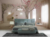 3D Room Piano Floral Tree Wall Mural Wallpaper LQH 15- Jess Art Decoration