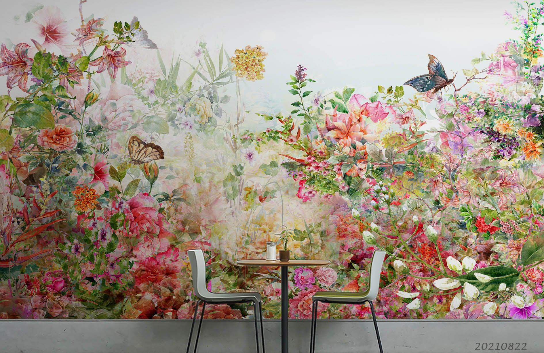 3D Watercolor Color Floral Leaf Wall Mural Wallpaper LQH 483- Jess Art Decoration
