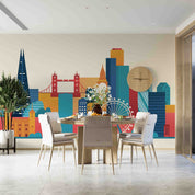 3D Colorful London City Skyline Wall Mural Wallpaper GD 1967- Jess Art Decoration