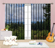 3D Sky Green Forest Landscape Curtains and Drapes LQH 227- Jess Art Decoration