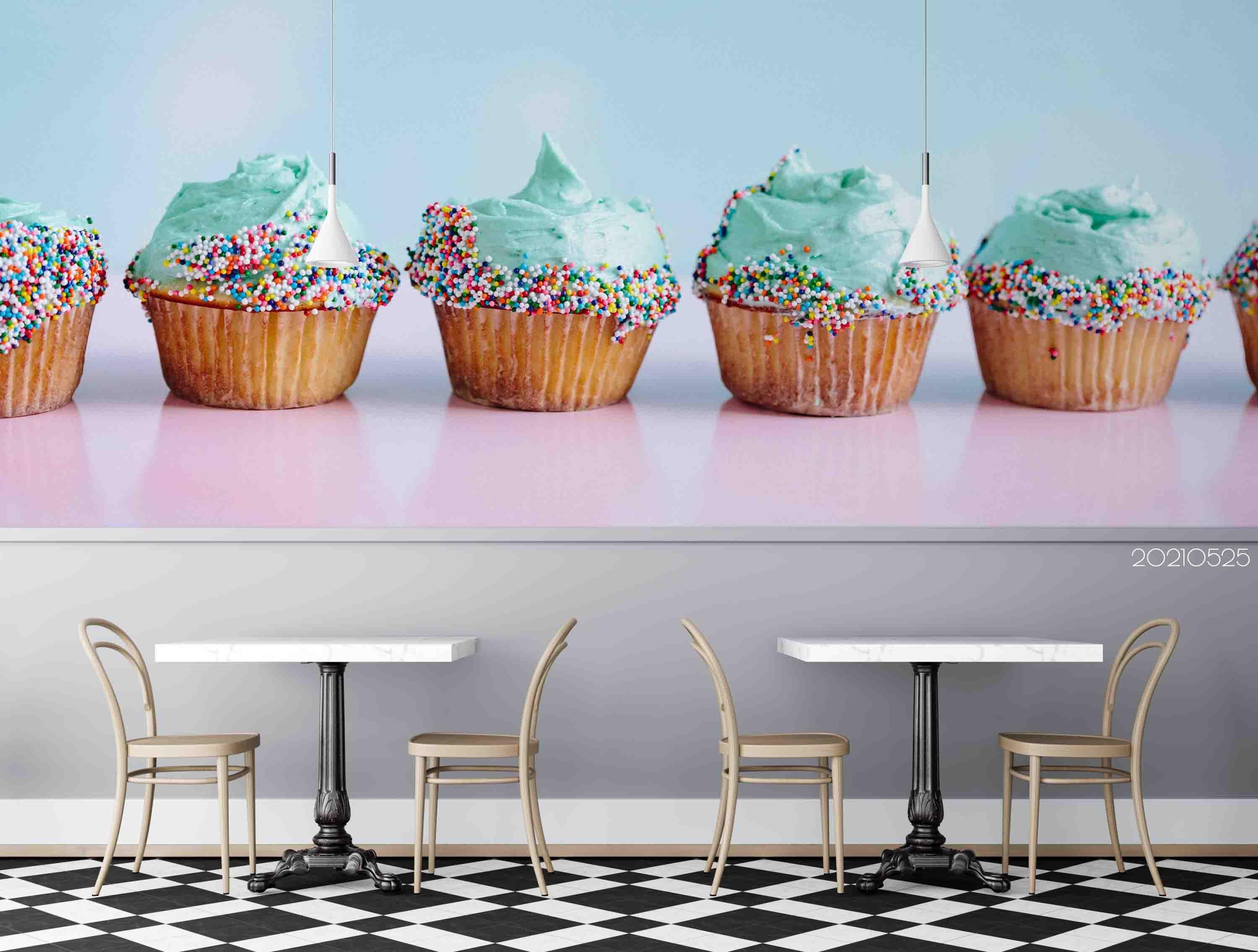 3D   Bluish Walls Ice Cream  Wall Mural Wallpaper SWW15- Jess Art Decoration